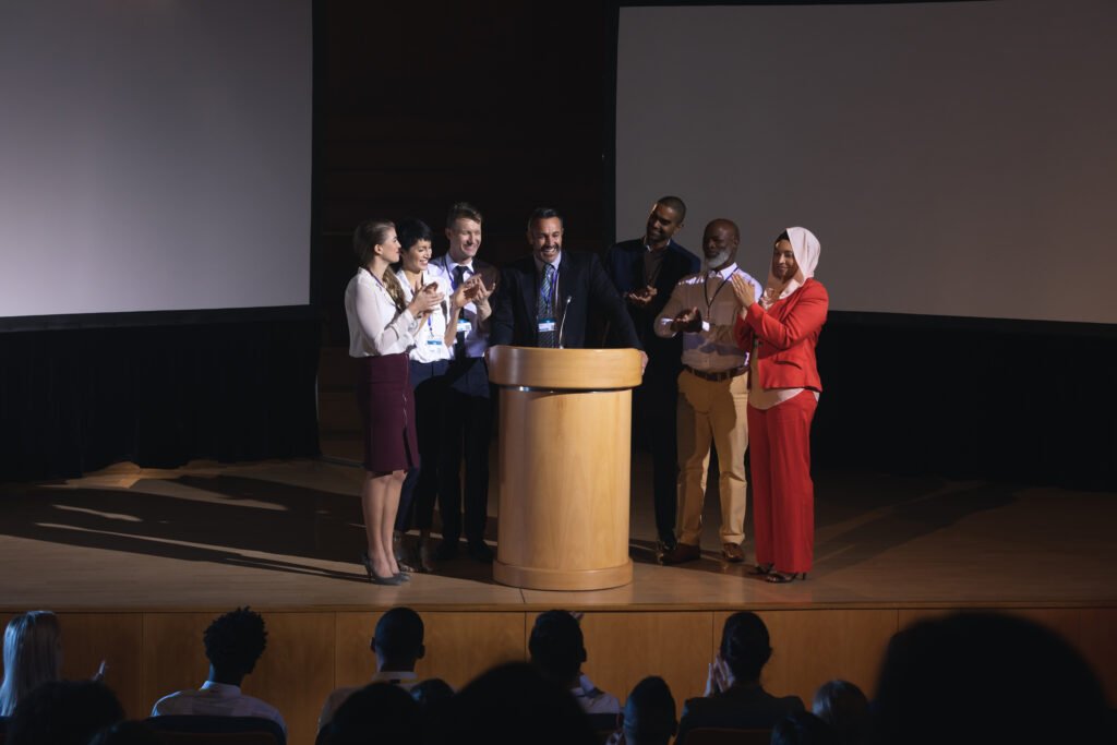 CEOs winning award at the show